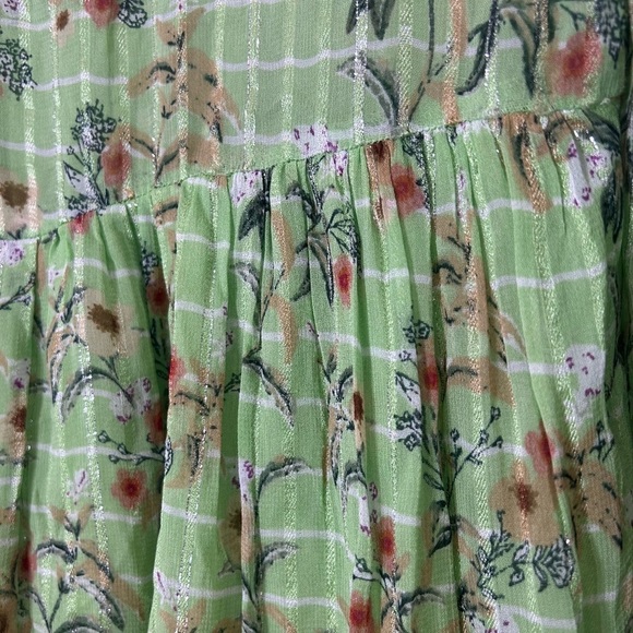 ZARA LIGHT GREEN Boho FLORAL DRESS Midi length
METALLIC DETAILS Size Medium - Picture 9 of 15